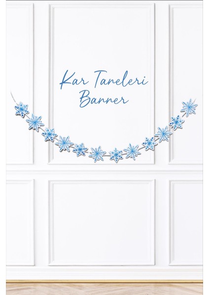 Kar Taneleri Banner Elsa Temalı Doğum Günü Süsleri