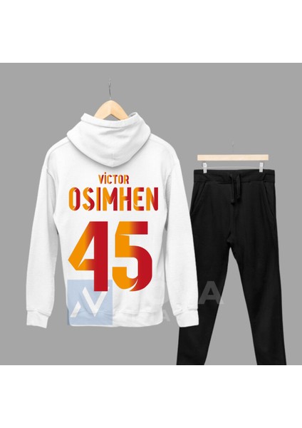 Victor Osimhen 45 Numara Forma Baskılı Unisex Kapüşonlu Eşofman Takımı Sweatshirt