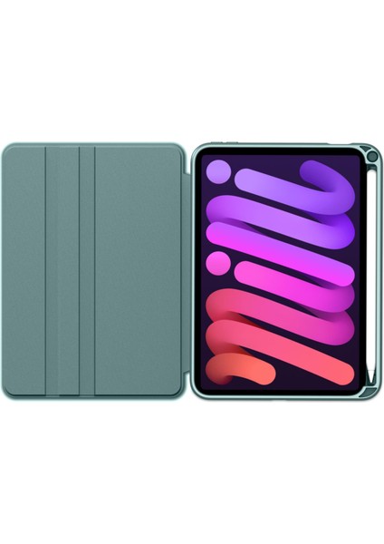 iPad Mini 7. Nesil 2024 Uyumlu Kılıf 360 Dönebilen Kalem Bölmeli Yatay Dikey Standlı Akıllı Kapak