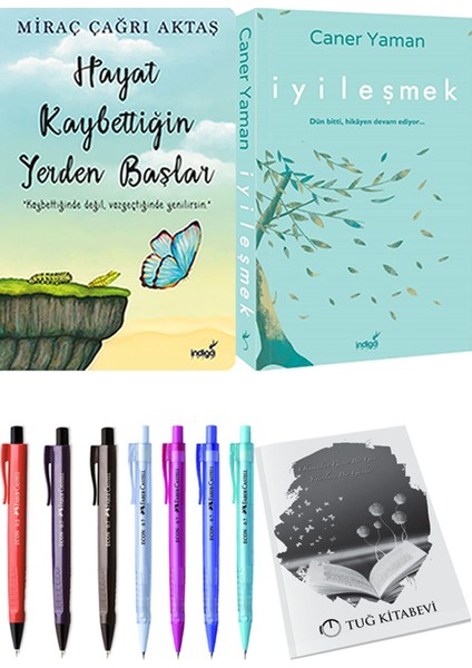 Hayat Kaybettiğin Yerden Başlar Miraç Çağrı Aktaş ve İyileşmek Caner Yaman 2li Set + Hediyeli