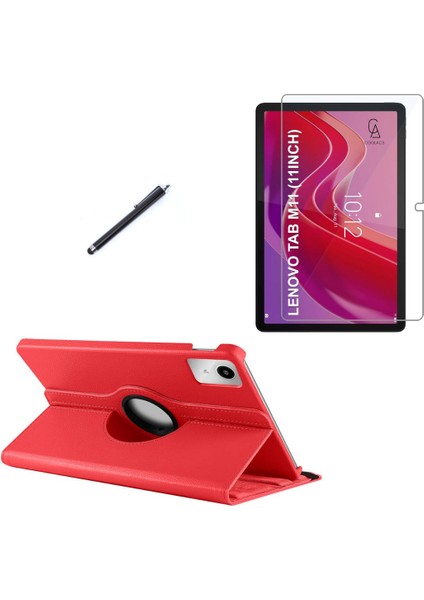 Lenovo Tab M11 TB-330FU Uyumlu Kılıf Dönebilen Standlı Tablet Kılıfı + Ekran Koruyucu + Kalem