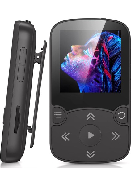 Mp3 Çalar Bluetooth 5.3 Spor, 64GB Hafıza, 1.5 Inç Renkli Ekran Mini Müzik Çalar