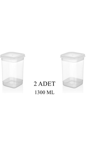 2 Adet Şeffaf Saklama Kabı 1300 ml