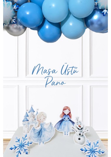 Frozen Elsa Tema Ayaklı Pano Seti Karlar Ülkesi Konsept Doğum Günü Masa Üstü Panolar