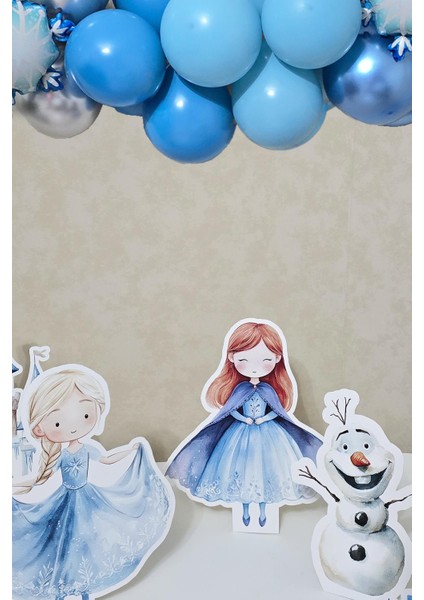 Frozen Elsa Tema Ayaklı Pano Seti Karlar Ülkesi Konsept Doğum Günü Masa Üstü Panolar fiyatları