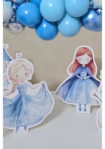 Frozen Elsa Tema Ayaklı Pano Seti Karlar Ülkesi Konsept Doğum Günü Masa Üstü Panolar modelleri