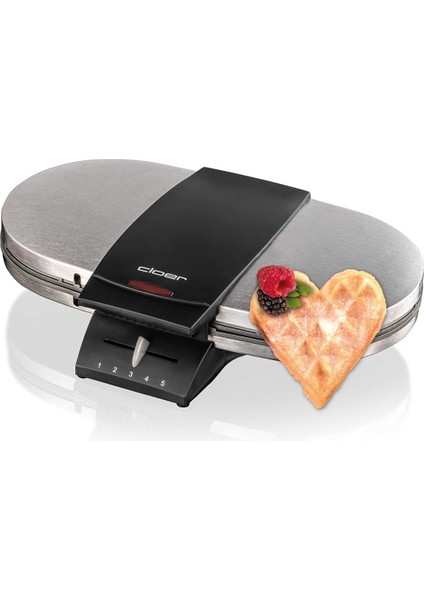 Çift Kalpli Walf Makinesi - 1700W, 15,5 cm Çift Waffle Kapasitesi, Paslanmaz Çelik Gövde