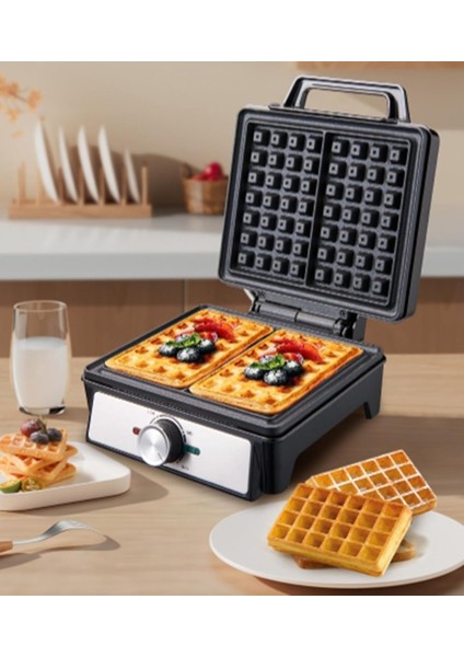 1600W Çift Taraflı Isıtmalı Elektrikli Waffle Makinesi - Mini Belçika Waffle Ütüsü