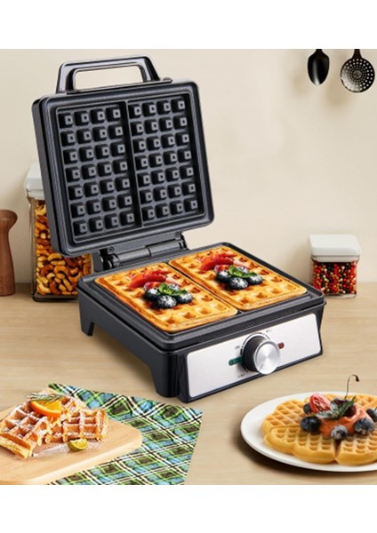 1600W Çift Taraflı Isıtmalı Elektrikli Waffle Makinesi - Mini Belçika Waffle Ütüsü