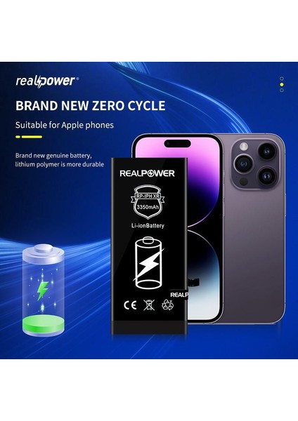 Real Power Apple iPhone x Uyumlu Güçlendirilmiş Batarya