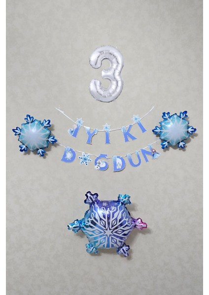 Frozen Elsa Tema Doğum Günü Balon Zinciri Seti Karlar Ülkesi Konsept Doğum Günü Balonları