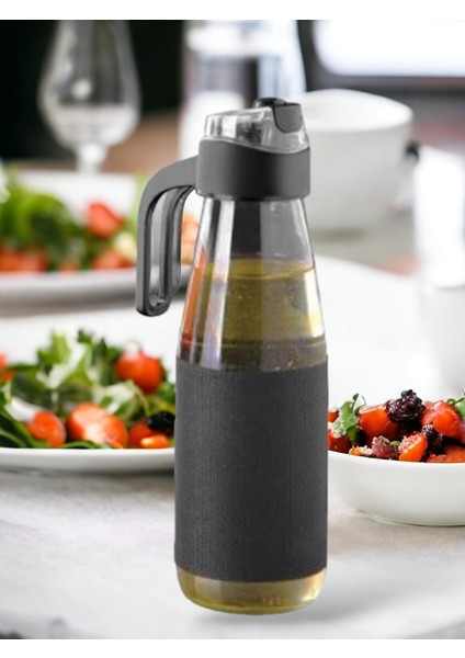 Akıtmayan Otomatik Akıllı Kapaklı Kılıflı Kulplu Cam Yağlık 720ML