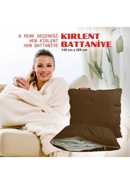 Tv Battaniye Yastık Battaniye Kırlent-Welsoft Battaniye Kahverengi