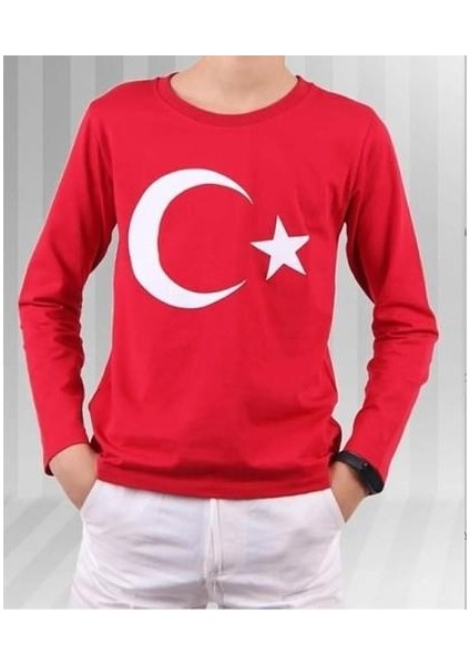 Unisex Türk Bayraklı Uzun Kol T-Shirt