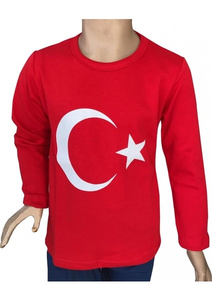 Unisex Türk Bayraklı Uzun Kol T-Shirt