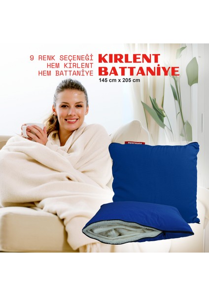 Tv Battaniye Yastık Battaniye Kırlent-Welsoft Battaniye Mavi