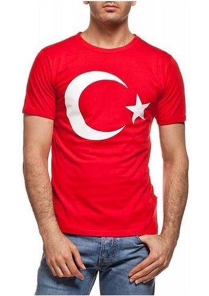 Unisex Kırmızı Türk Bayraklı Kısa Kol T-Shirt modelleri