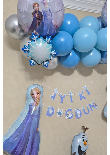 Frozen Elsa Tema Doğum Günü Balon Süsleme Seti Karlar Ülkesi Tema Doğum Günü Süsleri Büyük Set Paketi modelleri