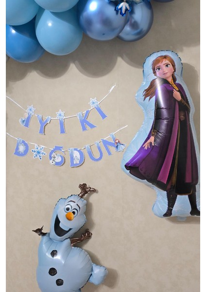 Frozen Elsa Tema Doğum Günü Balon Süsleme Seti Karlar Ülkesi Tema Doğum Günü Süsleri Büyük Set Paketi fırsatları