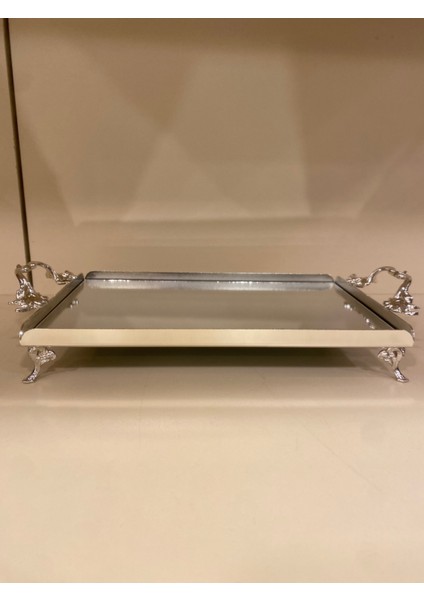 Tepsi Kulplu Pirinç Gümüş 27X18 cm Küçükboy fiyatları