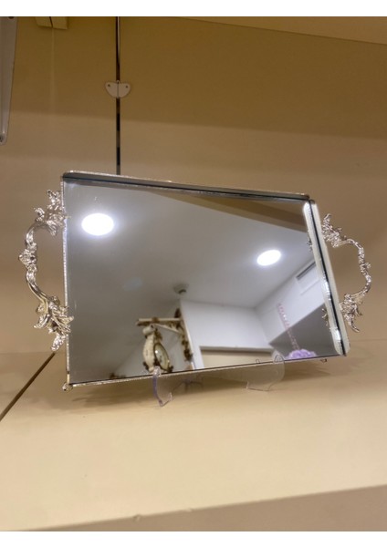 Tepsi Kulplu Pirinç Gümüş 27X18 cm Küçükboy modelleri