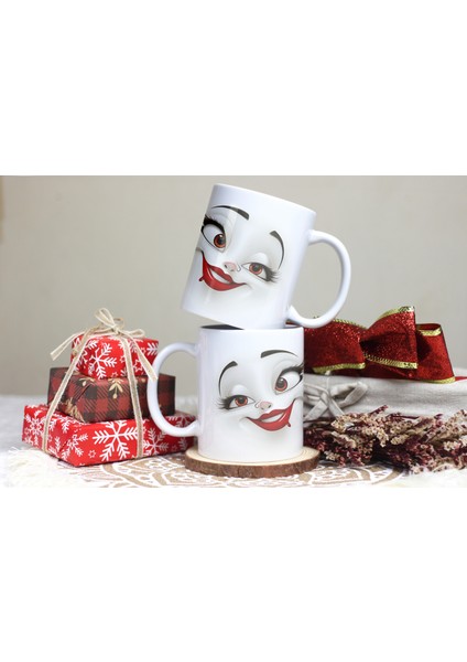 3D Sarcastic Woman Face Desenli Sublimasyon Kupa Bardak - Her Yudumda Fark Yaratan Tasarım