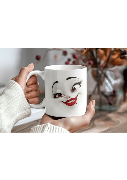 3D Sarcastic Woman Face Desenli Sublimasyon Kupa Bardak - Her Yudumda Fark Yaratan Tasarım