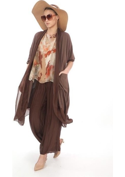 Itayan Ipek Detaylı Şallı Kap- Pantolon 2'li Takım modelleri