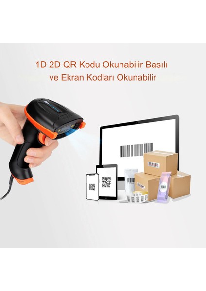 1d 2d Qr Barkod Tarayıcı Kablolu,toz Geçirmez, Darbeye Dayanıklı, Su Geçirmez D5100Y