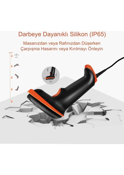 1d 2d Qr Barkod Tarayıcı Kablolu,toz Geçirmez, Darbeye Dayanıklı, Su Geçirmez D5100Y