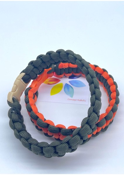 2’li Kalın Paracord Kilitli Paraşüt Ipi Örgü Erkek Bilekliği