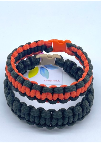 2’li Kalın Paracord Kilitli Paraşüt Ipi Örgü Erkek Bilekliği