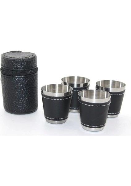 Deri Kılıflı 4'lü Shot Bardak Seti ALK2668