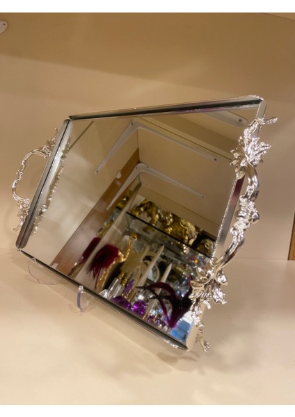 Tepsi Kulplu Gümüş Ortaboy 33X23 cm Pirinç