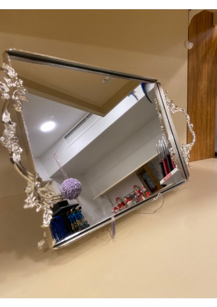 Tepsi Kulplu Gümüş Ortaboy 33X23 cm Pirinç modelleri