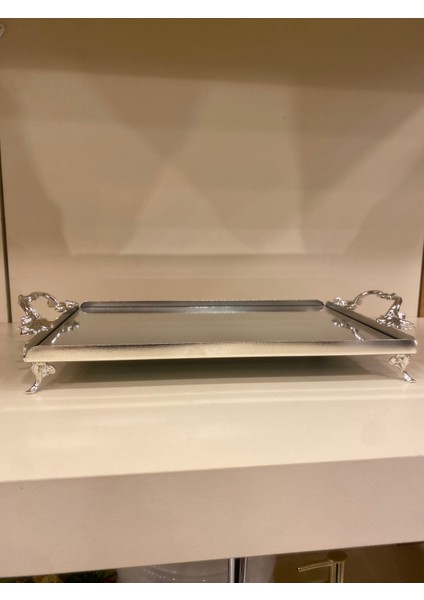 Tepsi Kulplu Gümüş Ortaboy 33X23 cm Pirinç indirimleri