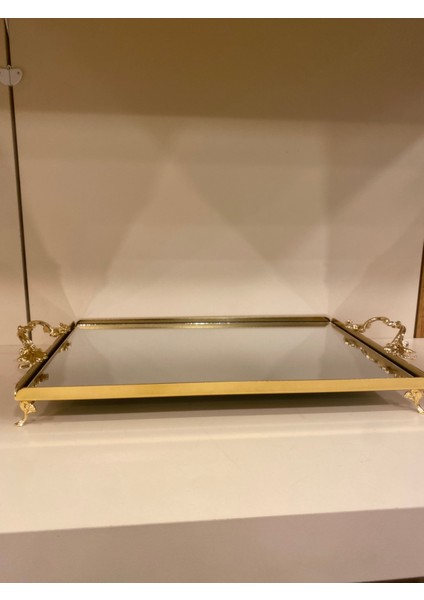 Tepsi Kulplu Ayaklı Altın 40X26 Büyükboy