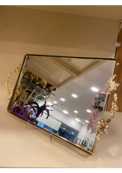 Tepsi Kulplu Ayaklı Altın 40X26 Büyükboy