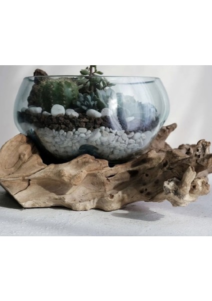Cam El Yapımı Vazo, Eriyen Cam Vazo, Molten Glass On Wood Vazo