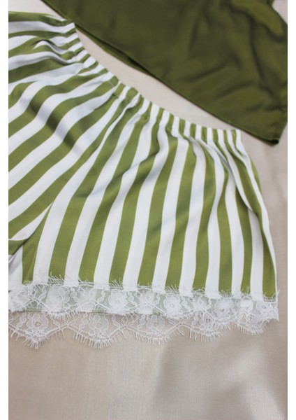 Saten Şortlu Pijama Takımı Çizgili modelleri