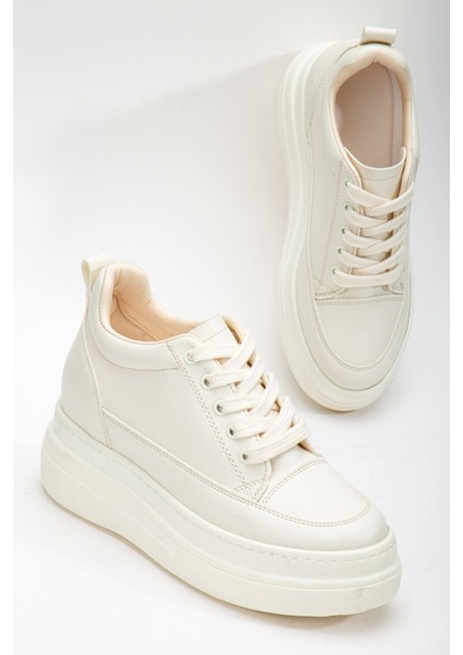 Nesvina Kadın Gizli Topuk Bej Sneaker