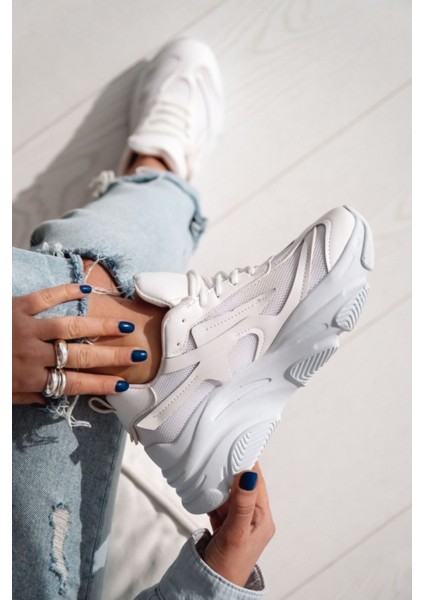 Brendi Kadın Spor Ayakkabı Beyaz Sneaker