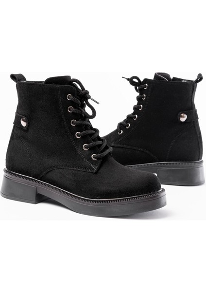 Siyah Süet Bağcıklı Fermuarlı Günlük Kadın Bot indirimleri