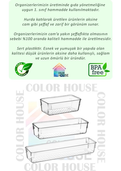 Color House 16'lı Set Modüler Kaşıklık Organizer Çekmece Içi Şeffaf Düzenleyici Tahta Kaşık Drawer Organizer