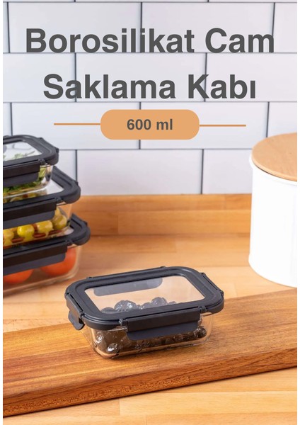 Cam Saklama Kabı | 1000 ml Borosilikat Gıda Saklama Kabı