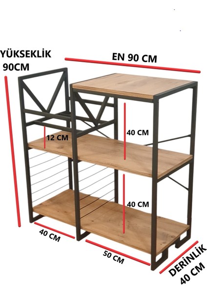 DEKORATİF PLAK STANDI METAL GÖVDELİ AHŞAP RAFLI PİLAK KÖŞESİ DRESUAR