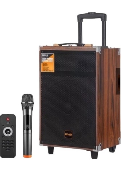 B-Q12 50 Watt Süper Bass Kumandalı Taşınabilir Kablosuz Mikrofonlu Bluetooth Hoparlör Karaoke Sistemi