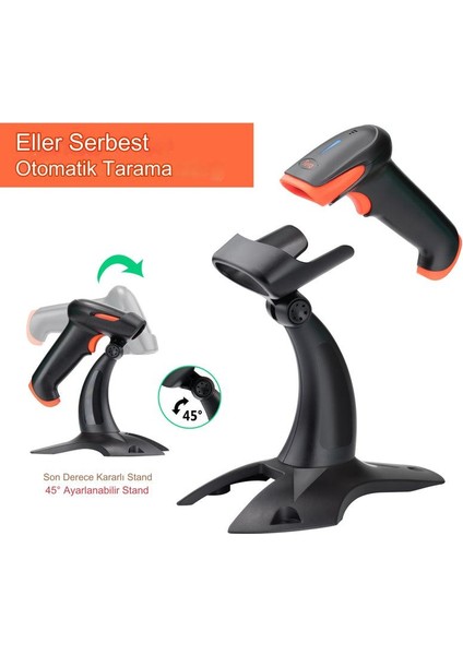Pro Kablosuz 1d 2d Qr Barkod Tarayıcı, 3'ü 1 Arada Bluetooth ve 2.4g Kablosuz Barkod Okuyucu HW0002