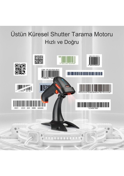 Pro Kablosuz 1d 2d Qr Barkod Tarayıcı, 3'ü 1 Arada Bluetooth ve 2.4g Kablosuz Barkod Okuyucu HW0002