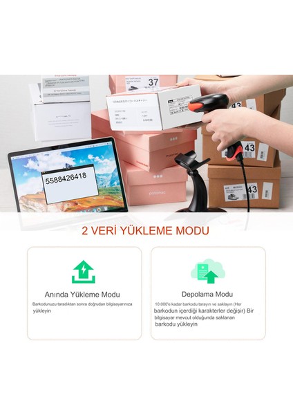Pro Kablosuz 1d 2d Qr Barkod Tarayıcı, 3'ü 1 Arada Bluetooth ve 2.4g Kablosuz Barkod Okuyucu HW0002